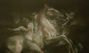"La rincorsa" di Giuseppe Colin (1987 - tecnica Mista)